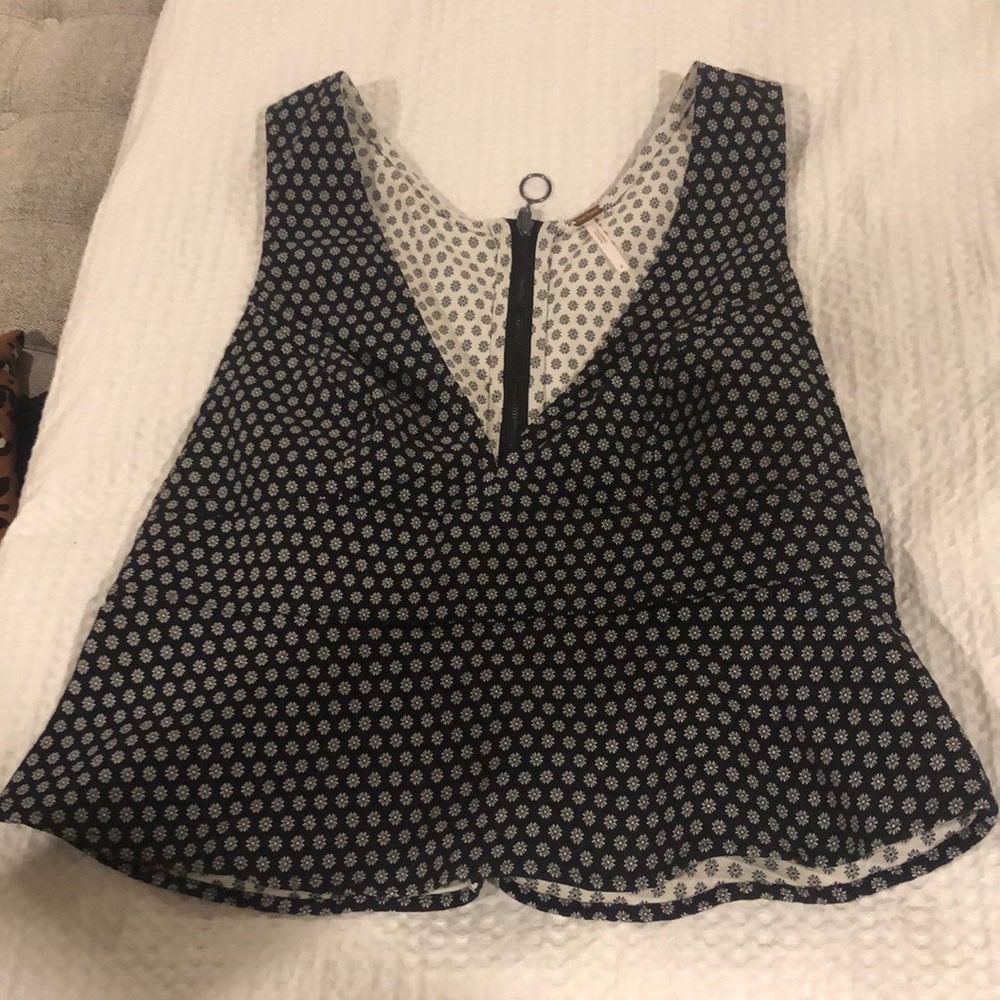 Free People deep vneck peplum top
